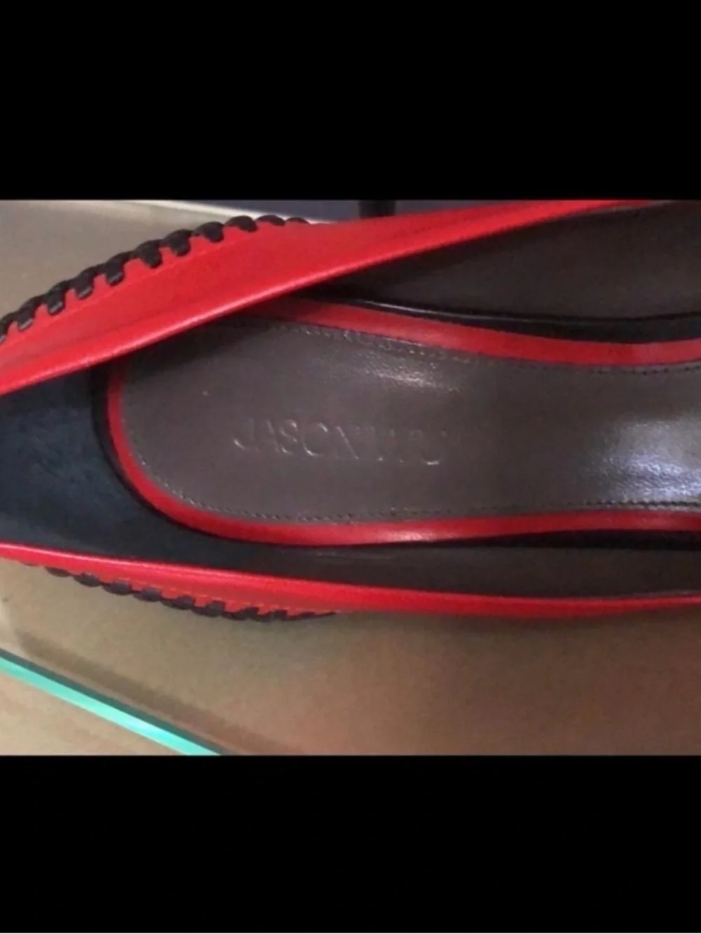 Vintage made in Italy Jason Wu Women's Red black Stitched Pointed-Toe Pumps